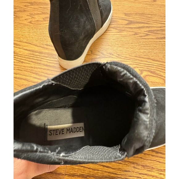 Steve Madden Women's Size‎ 8 Shoes Black White Suede Chelsea Hidden Wedge Boots - Picture 6 of 7